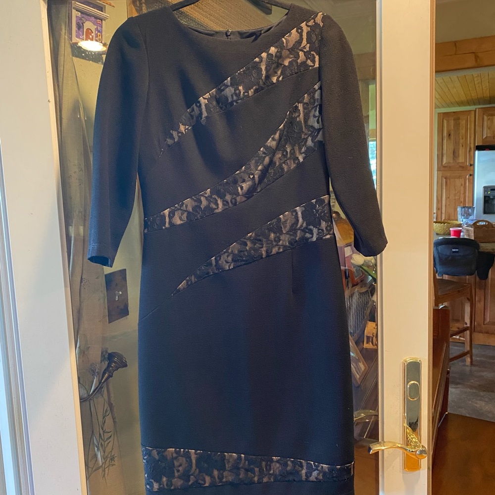 David Meister Black Long Sleeve Dress